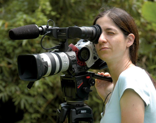 Frances Negrón-Muntaner, a professor and director, films on location in northern Guam in 2007. PHOTO: COURTESY OF FRANCES NEGRÓN-MUNTANER